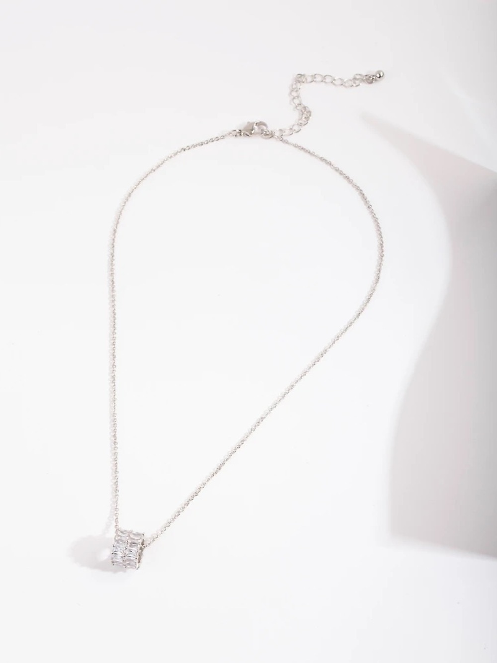 Delicate Silver Crystal Bar Necklace